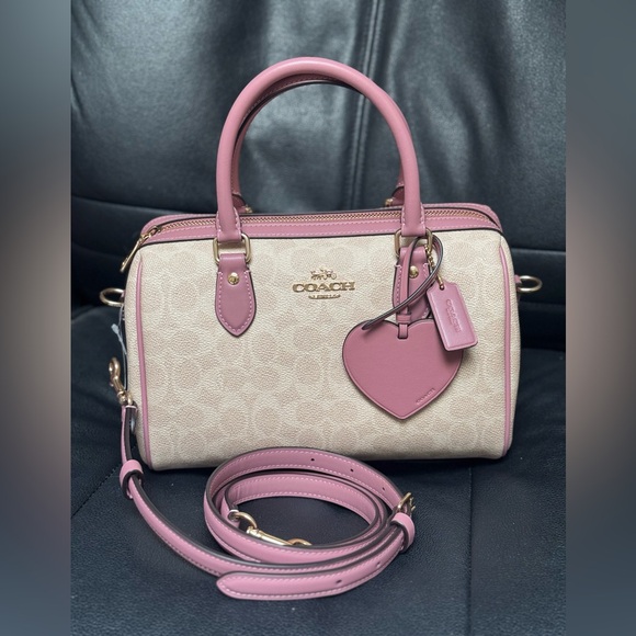 NWT Coach Rowan Satchel Bag In Signature Canvas With Heart Charm CDB21